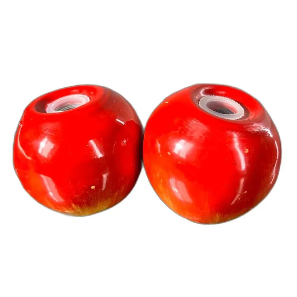 Vintage Ceramic Apple Salt Pepper Shakers Red Yellow Fruit Kitchen Decor 60s 70s